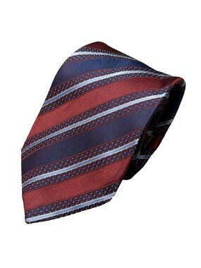 Canali Tie Striped Red / Blue 100% Silk Made in Italy